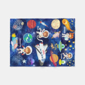 Cute Astronaut Space Cow Spaceship UFO Alien USA Fleece Deken (Voorkant (Horizontaal))