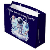 cute astronaut space Gift Bag Groot Cadeauzakje (Achterkant Gekanteld)