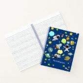 Cute Astronaut Space Rockets Naam Notitieboek (Binnen)