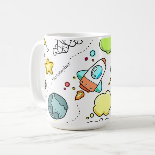 Cute Astronaut Space Rocks Mug personnalisé (Devant gauche)