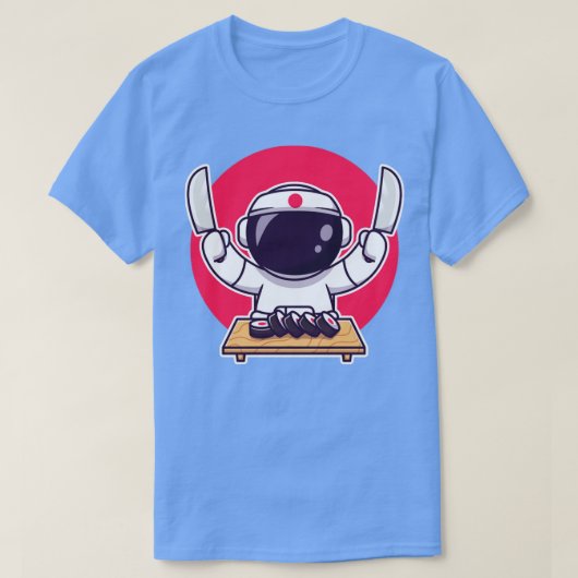Cute Astronaut Sushi met mes T-shirt (Design voorkant)