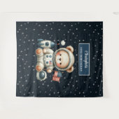 Cute astronaute ours tapisserie pour fête d'annive (Devant (Horizontal))