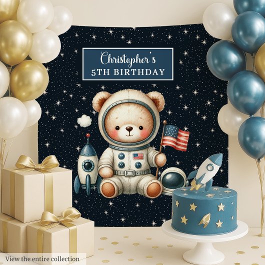 Cute astronaute ours tapisserie pour fête d'annive