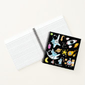 Cute Astronauts in Space Doodles Personalized Kind Notitieboek (Binnen)