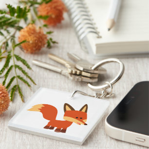 Cute Astute Cartoon Fox AcrylSleutelhanger Sleutelhanger