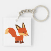 Cute Astute Cartoon Fox AcrylSleutelhanger Sleutelhanger (Achterkant)