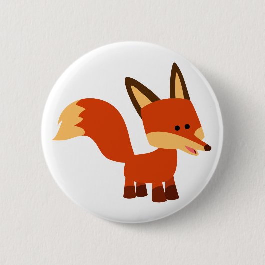 Cute Astute Cartoon Fox Button Badge (Voorkant)