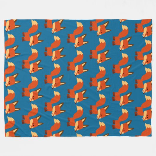 Cute Astute Cartoon Fox fleece Blanket (Voorkant (Horizontaal))