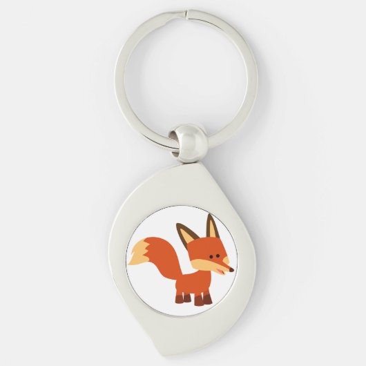 Cute Astute Cartoon Fox Metal Sleutelhanger (Voorkant)