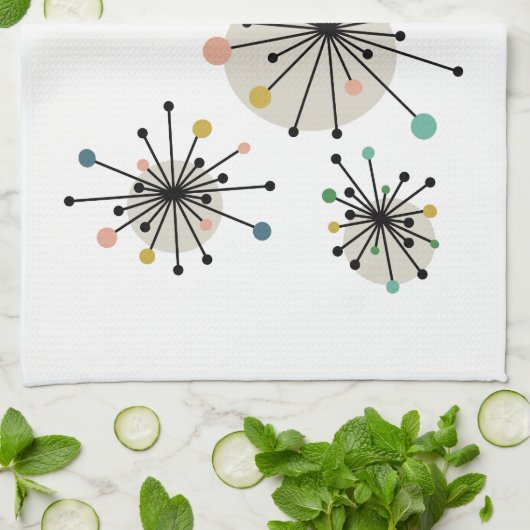 Cute Atomic Starburst Retro Mid Century Modern Theedoek (Gevouwen)