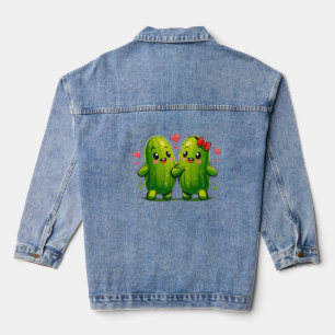 Cute Augurk Koppel Grappige Kawaii Augurken T-Shir Denim Jacket