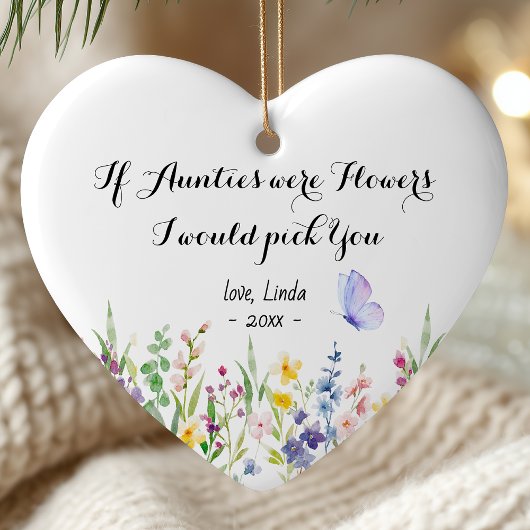 Cute auntie personalized keepsake floral keramisch ornament