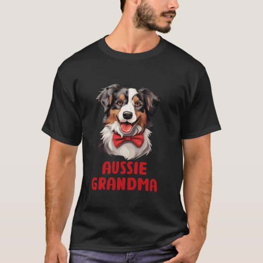 Cute Aussie Grandma Dog Lover Gift Australian Shep T-shirt (Voorkant)