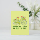 Cute Austin Cycling Girl Briefkaart (Staand voorkant)