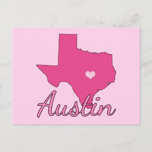 Cute Austin Texas Girl Pink Briefkaart (Voorkant)