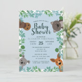 Cute Australian Critters Baby shower Invitation Kaart (Staand voorkant)
