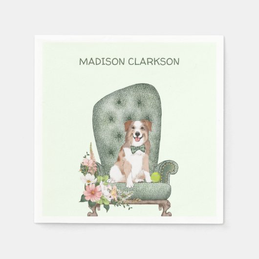 Cute Australian Shepherd op voorzitter Servet (Voorkant)