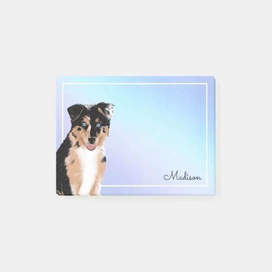 Cute Australian Shepherd Pastel Ombre Name Post-it Post-it® Notes (Voorkant)