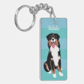 Cute Australian Shepherd Personalized | Blue Aqua Sleutelhanger (Voorkant Links)