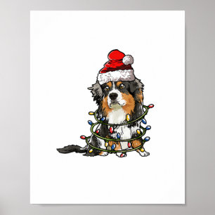 Cute Australian Shepherd Santa Kerstboom Ligh Poster