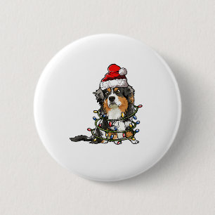 Cute Australian Shepherd Santa Kerstboom Ligh Ronde Button 5,7 Cm