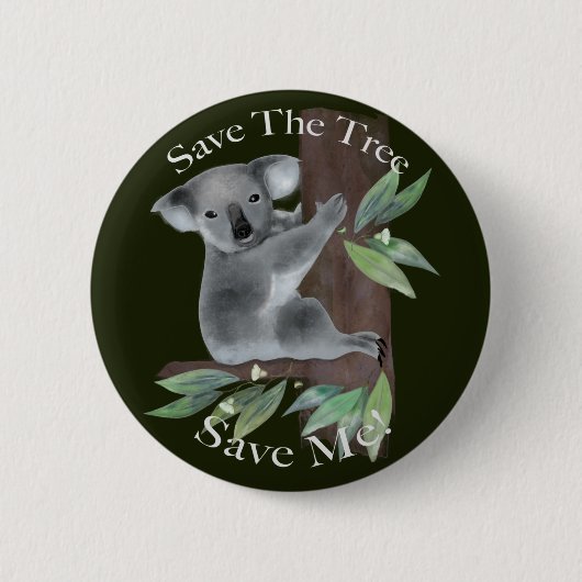 Cute Australian tree hugging koala Ronde Button 5,7 Cm (Voorkant)