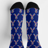 Cute Autism Awareness Ribbon Royal Blue Pattern Sokken (Top)