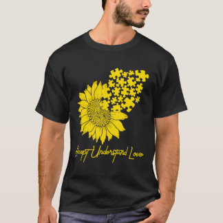 Cute Autism Sunflower Puzzle Piece Pride Autism Aw T-shirt