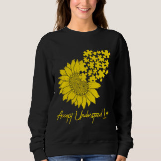 Cute Autism Sunflower Puzzle Piece Pride Autism Aw Trui