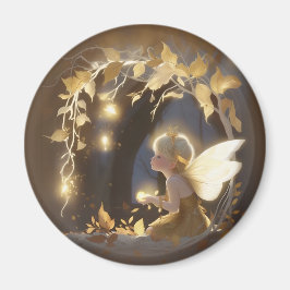 Cute Autumn Fairy with Glowing Flowers Magneet