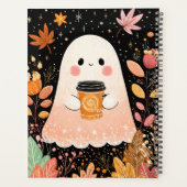 Cute Autumn Ghost with Pumpkin Coffee – Cozy Fall  (Dos)