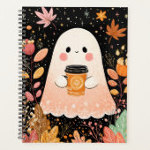 Cute Autumn Ghost with Pumpkin Coffee – Cozy Fall Planner (Voorkant)