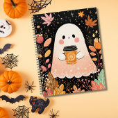 Cute Autumn Ghost with Pumpkin Coffee – Cozy Fall Planner