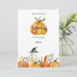 Cute Autumn Halloween Pumpkin Birthday Invitation Kaart