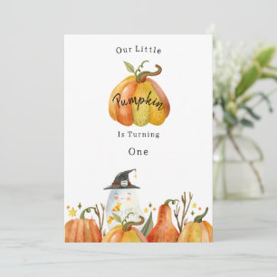 Cute Autumn Halloween Pumpkin Birthday Invitation Kaart