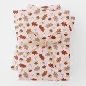 Cute Autumn Leaves & Nuts Pattern Inpakpapier Vel (In situ)