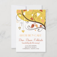 Cute Autumn Lovevogels Wedding Reception Kaart