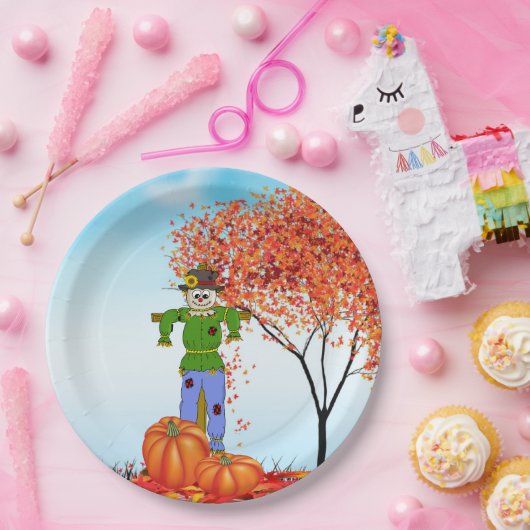 Cute Autumn Scarecrow Paper Bord (Feest)