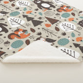 Cute Autumn Woodland Animals Pattern Sherpa Deken (3/4)
