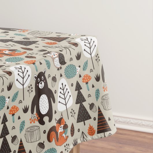 Cute Autumn Woodland Animals Pattern Tafelkleed (Voorbeeld)
