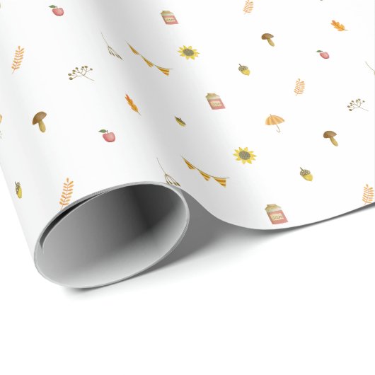 Cute Autumnal Elements Pattern. Cadeaupapier (Rol Hoek)