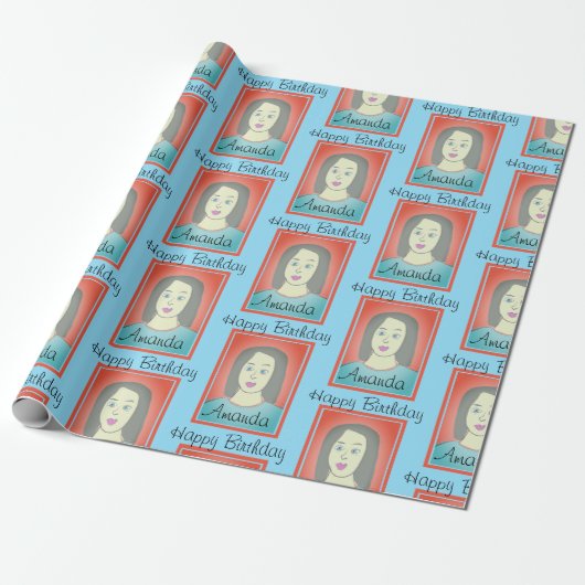 Cute Avatar Birthday Wrapping Paper Cadeaupapier (Uitgerold)