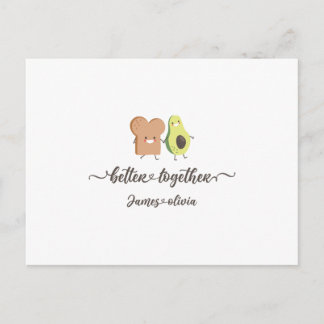 Cute Avocado and Toast Better Together Personalize Briefkaart