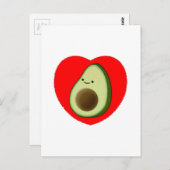 Cute Avocado Cartoon in het rode hart Briefkaart (Voorkant / Achterkant)