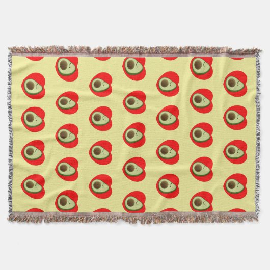 Cute Avocado-Cartoon in het rode hart Deken (Voorkant)