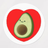 Cute Avocado-Cartoon in het rode hart Labels (Design 2)