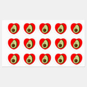 Cute Avocado-Cartoon in het rode hart Labels (Vel)