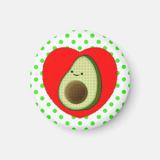 Cute Avocado-Cartoon in het rode hart Magneet (Voorkant)