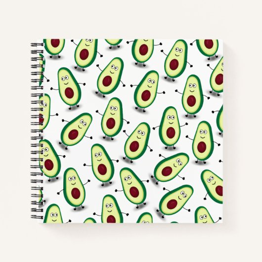 Cute Avocado Cartoon Pattern Spiral Notebook Notitieboek (Voorkant)