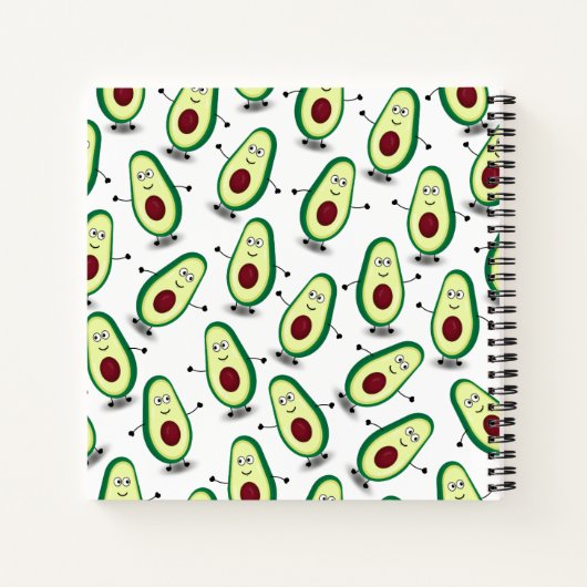 Cute Avocado Cartoon Pattern Spiral Notebook Notitieboek (Achterkant)